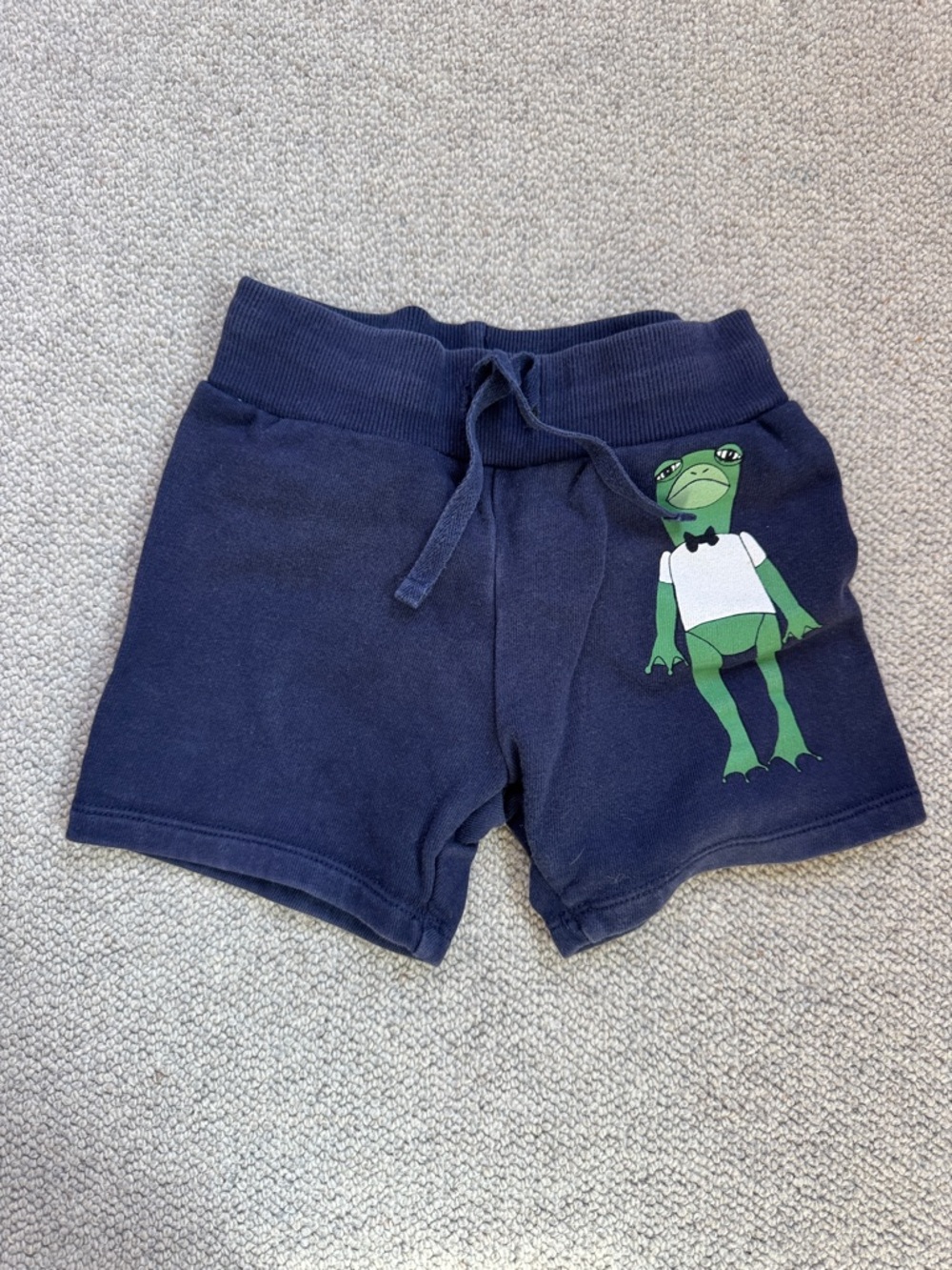 Mini Rodini Navy Blue Shorts with Green Frog Print